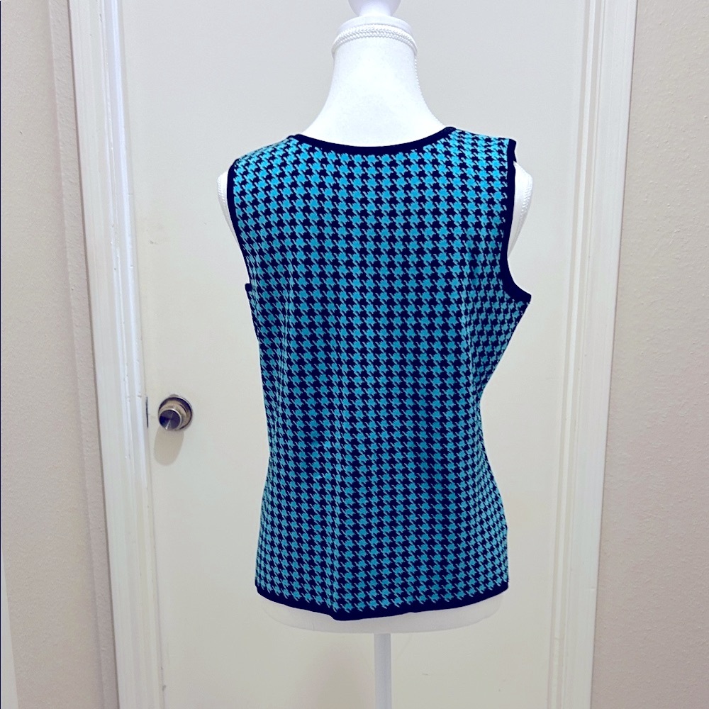 Ming Wang Black Blue Houndstooth Sweater Jacket w/Matching Sleeveless Sweater - Picture 5 of 5